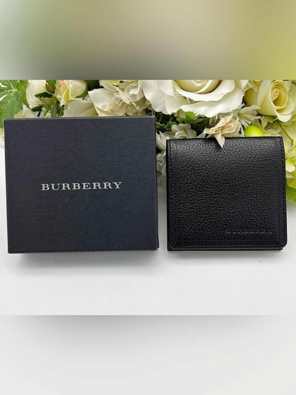 Authentic Burberry Black Pebbled Leather Card Holder